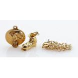 9ct gold items to include Cupid pendant, bracelet and boot charm: Gross weight 9.1g (3)