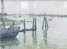 Reginald George Hagger 1905-1988 watercolour of a landscape "Chichester Channel, Bosham, Sussex":