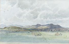 Reginald George Hagger 1905-1988 watercolour of a landscape "Rural Campsite": 36.5 x 55cm
