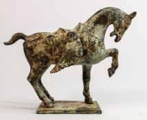 Early 20th century cast metal Tang Horse, h.24cm: Marked Japan to base.