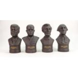 Wedgwood limited edition black Basalt boxed busts: George Washington, John F Kennedy, Abraham