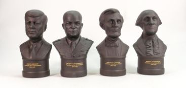 Wedgwood limited edition black Basalt boxed busts: George Washington, John F Kennedy, Abraham