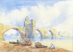 E H Mitchell Watercolour painting "Avignon": In later frame, 36 x 26cm.