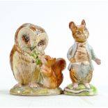 Beswick Beatrix Potter BP2 figures Old Mr Brown & Johnny Townmouse (2):