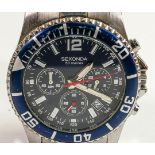 Sekonda stainless steel 50 metre divers multi-dial watch: Quartz movement with steel bracelet.
