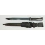 WWII World War 2 German Mauser K98 bayonet and scabbard: With original leather frog, overall