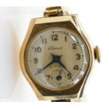 9ct gold hallmarked ladies wrist watch (not working), together with 9ct gold bracelet with metal