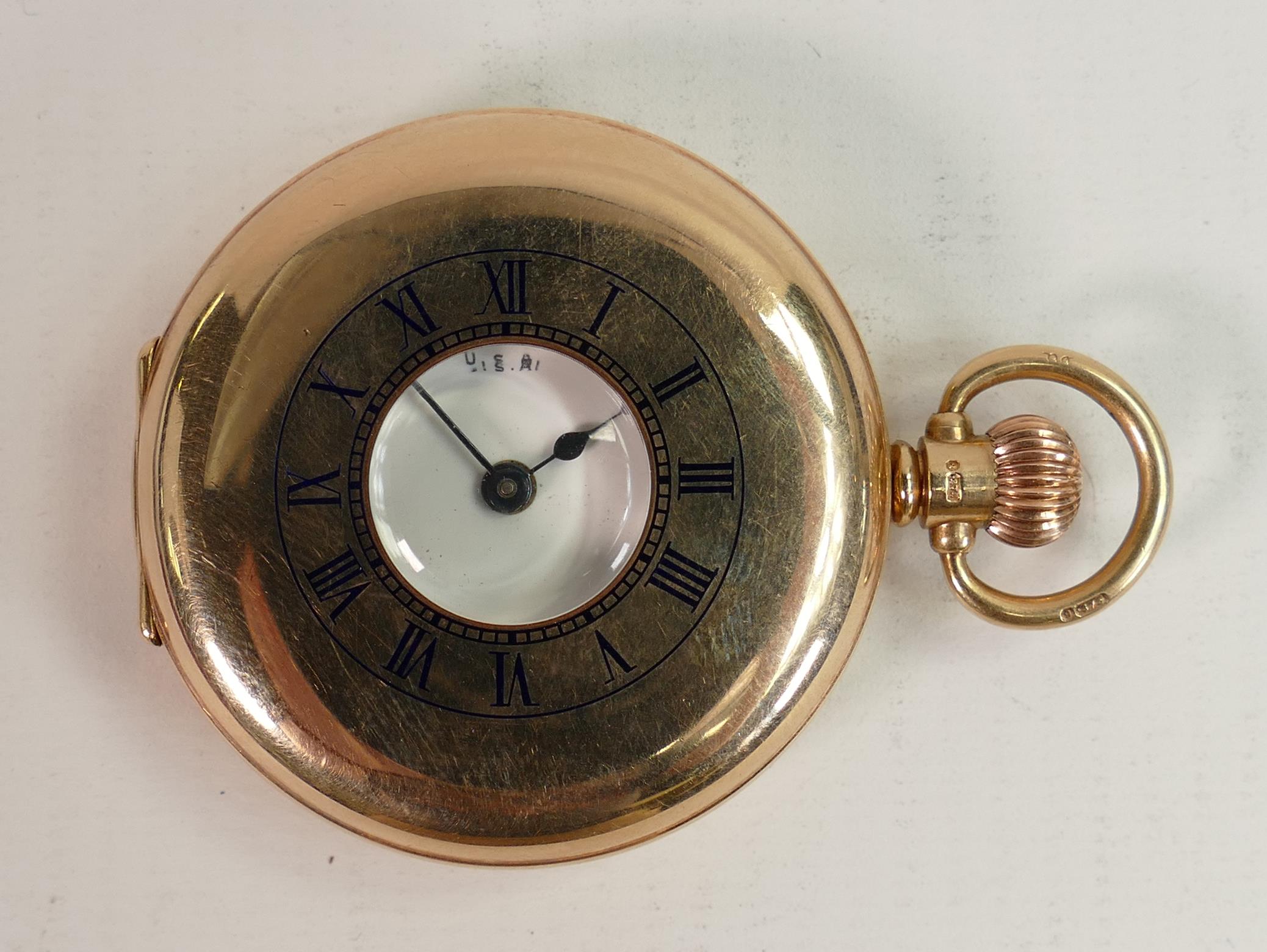 9ct gold Waltham half hunter pocket watch: In ticking order, gross weight 95g. - Image 6 of 6