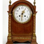 Mahogany French Mantle clock with brass mounts: Standing 33cm high. A nice quality mahogany cased