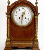 Mahogany French Mantle clock with brass mounts: Standing 33cm high. A nice quality mahogany cased