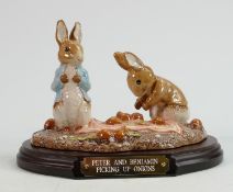 Beswick Beatrix Potter tableau figure: Peter and Benjamin Picking Onions, limited edition, on wood