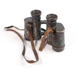 German WWII Dienstglas 6x30 Military Binoculars: H/6400 marked CAG in worn condition.