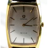 Omega De Ville manual gentlemans oblong wristwatch: c1970s, gold plated oblong case with leather