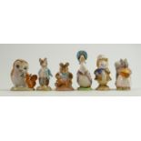 Beswick BP3 Beatrix Potter figures: Jemima Puddle-Duck, Old Mr Brown, Goody Tiptoes, Old Mr Bouncer,