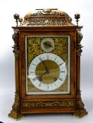 Large Burr walnut cased Bracket clock of high quality: 2 train, height 40cm, width 29cm & 24