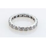 18ct white gold or platinum diamond eternity ring about 1ct: Set with 19 diamonds each about 5
