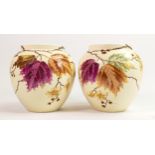 Pair of Wedgwood Etruria works floral decorated lamp bases: Hand painted with raised gilded