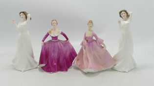 Royal Doulton & Coalport Lady Figures: With Love HN3393 x 2 & Coalport Joanne & jenny(4)