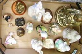 A mixed collection of ceramic and resin Buddha figures: (1 tray).
