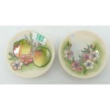 Moorcroft Spring Bloom coaster: together with a coaster decorated with apples and pink flowers (2)