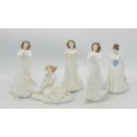 Royal Doulton Small Lady Figures to include: Forever Yours, Forget Me Not, Melody, Forget Me Not &