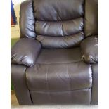 A Black Faux Leather Recliner 1 Seater Armchair (leather scuffed on the left arm)