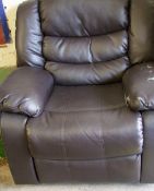 A Black Faux Leather Recliner 1 Seater Armchair (leather scuffed on the left arm)