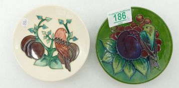 Moorcroft finch and berry coaster : together with finch and plum coaster (2)