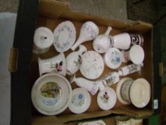 A mixed collection of items to include: Wedgwood vases, Cornucopia vase, bud vases etc