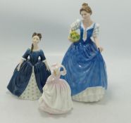 Royal Doulton Lady Figures Helen Hn3601, Buttercup Hn3908 & Debbie HN2385(3)