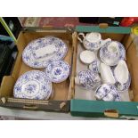 A collection of Johnson Bros. 'Indies' pattern tea and dinner ware items: (2 trays).