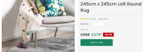 A brand new 'Unique Loom' branded rug: Loft Round 245cm x 245cm.