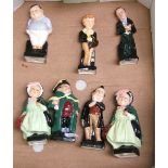 Royal Doulton Dickens figures: Fat Boy, David Copperfield, Uriah Heap, Sairy Gamp x 2, Bumble &