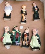 Royal Doulton Dickens figures: Fat Boy, David Copperfield, Uriah Heap, Sairy Gamp x 2, Bumble &
