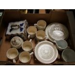 A mixed collection items to include Wedgwood rosebud millk jug: and sugar bowl, Hornsea cups &