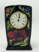Moorcroft Anemone clock: Height 15.5cm