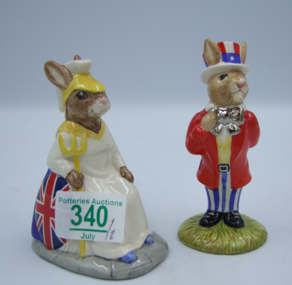 Royal Doulton Limited Edition UKI Bunnykins Figure Britannia & Colourway Uncle Sam DB175(2)