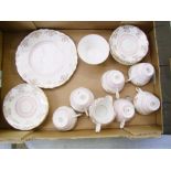 A Regency pink and gold on white tea set: (1 tray).