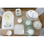 Wedgwood Sarah's garden dinner ware: to include kitchen clock, utensil jar, 4 x small cups &