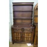 Priory oak 2 drawer/2 door dresser: 91cm in width.