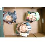 Three Royal Doulton large character jugs to include: Sairy Gamp, Rip Van Winkle & The Falconer (