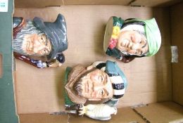 Three Royal Doulton large character jugs to include: Sairy Gamp, Rip Van Winkle & The Falconer (