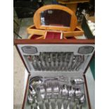 Viners Kings Royalle 44 piece canteen cutlery set: together with a metamorphic jewellery box ( 2)
