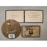 WWI death plaque/penny awarded to Pte. Edward Leadbetter: who had been killed in action in France on