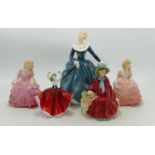 Royal Doulton Lady Figures: Fragrance, Linda Hn2106, Rose Hn1368 x 2 & Karen Hn3270(5)