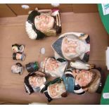 A collection of Royal Doulton character jugs to include: small, miniature and tiny, Don Quixote (