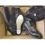 A pair of unbranded black riding type boots approx size 8: together with a pair of size 5 tap shoes.