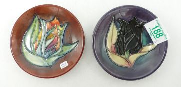 Moorcroft Red Tulip coaster: together with a black tulip coaster (2)