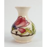 Moorcroft Pink magnolia on Cream Ground Vase: height 16cm