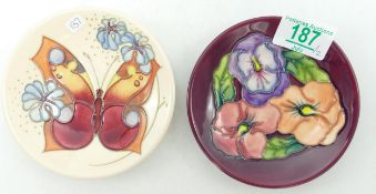 Moorcroft Triple Choice coaster: together with a Butterfly coaster (2)